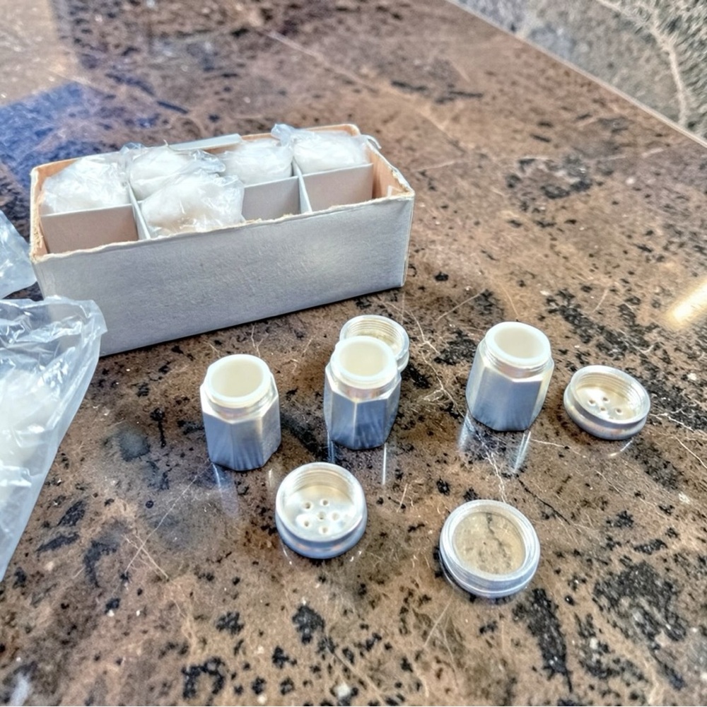 New in Box Pottery Barn Individual Salt & Pepper Shakers Set of 8 Silver Plated - Picture 6 of 11